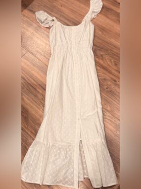 Hem & Thread Women’s White Eyelet Button-Front Maxi Skirt